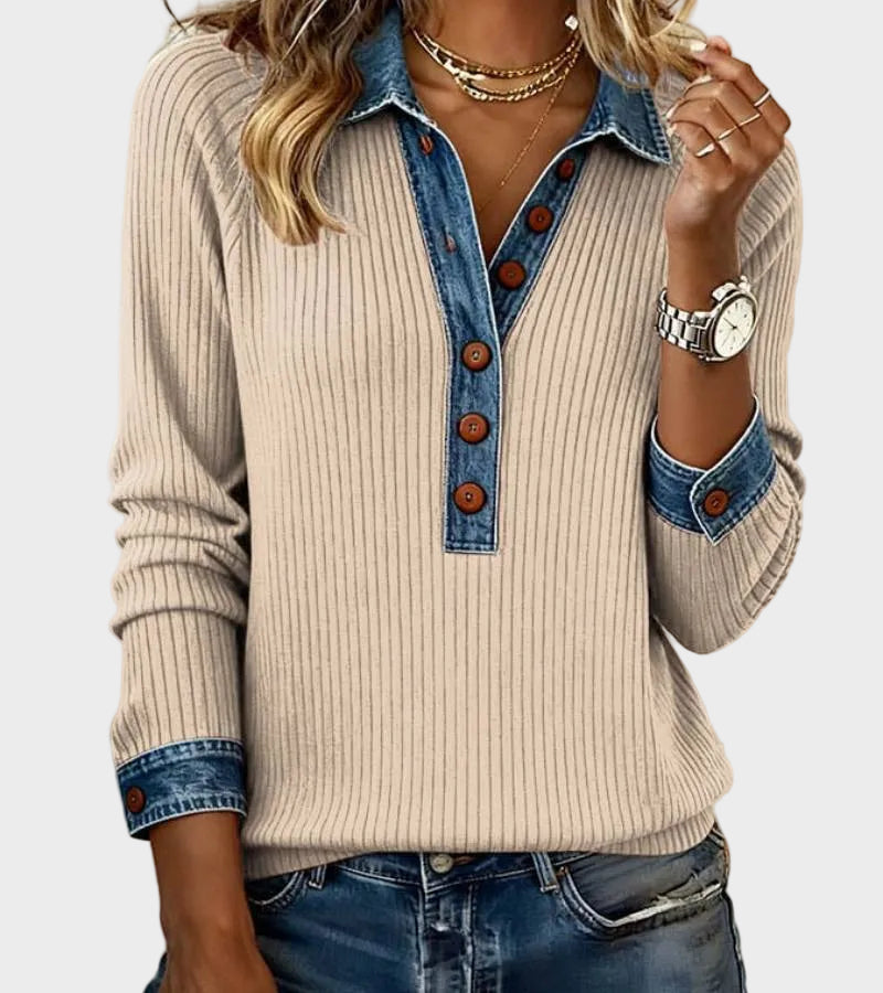 Ravit - Chemise en denim tissée à manches longues