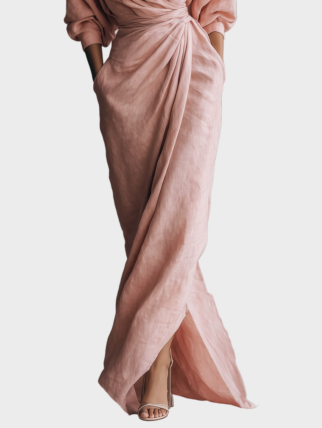 Robe Maxi en Lin avec Décolleté en V Femme