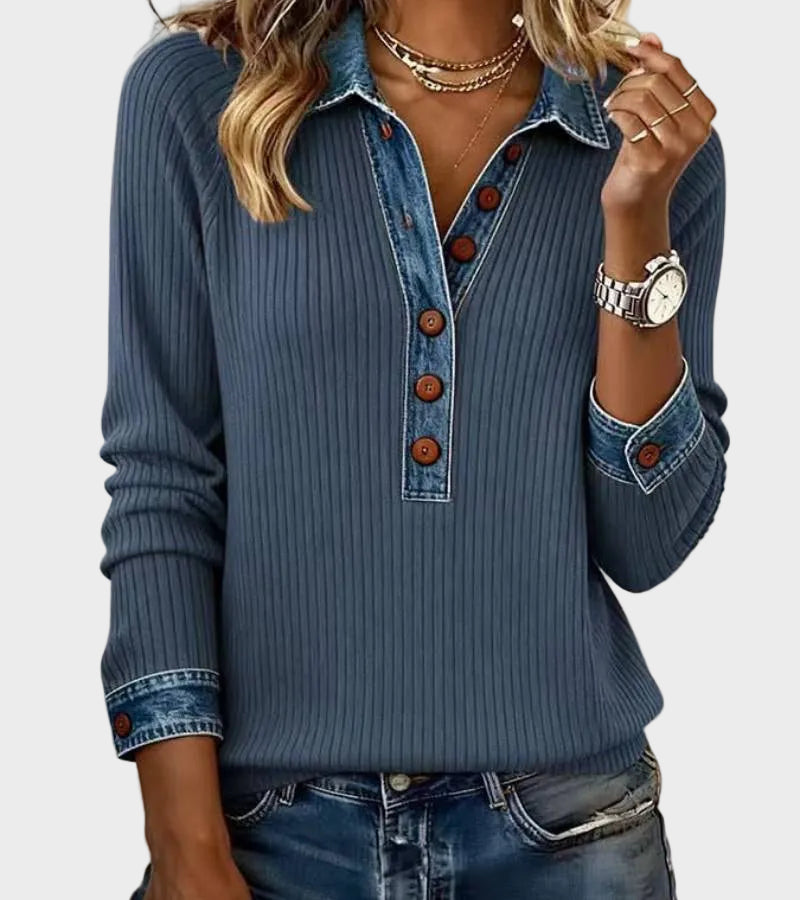 Ravit - Chemise en denim tissée à manches longues