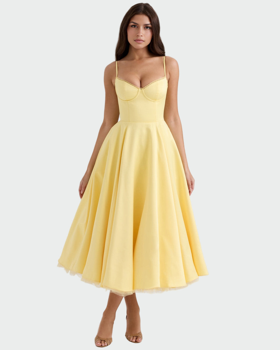 Anna – Robe Midi Jaune Femme