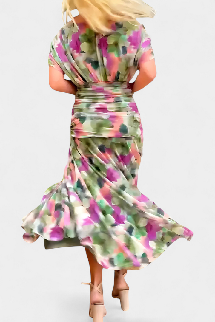 Magda - Robe longue fleurie avec décolleté en V Femme
