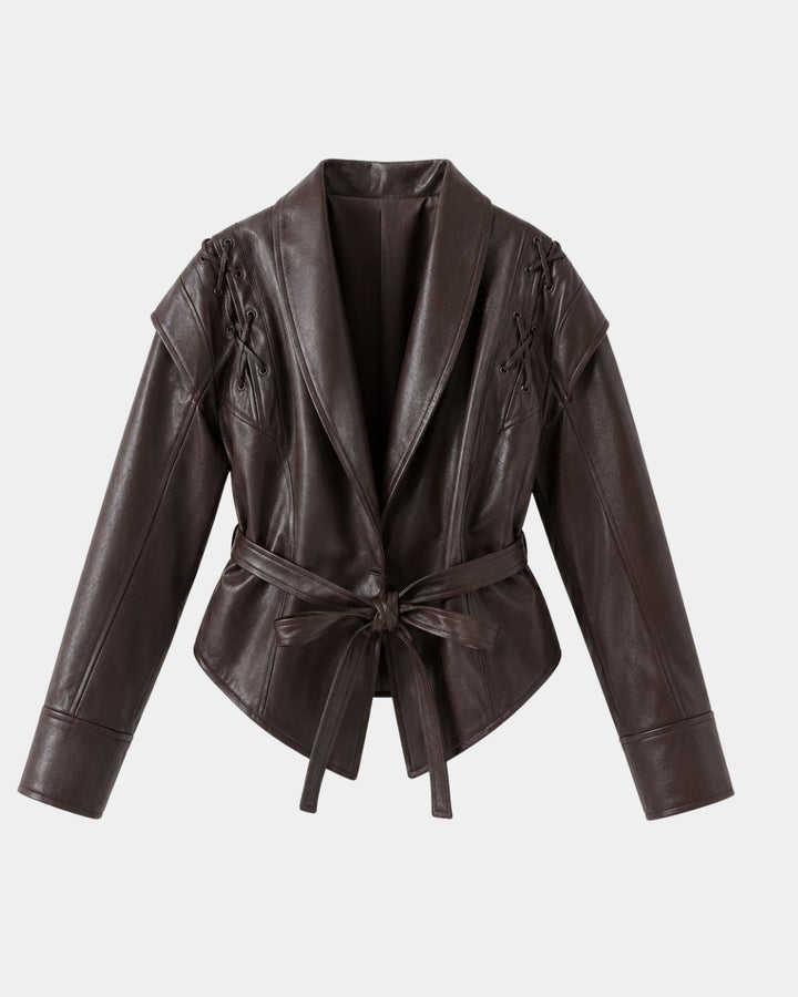 Jolysse | Manteau enveloppant en simili cuir