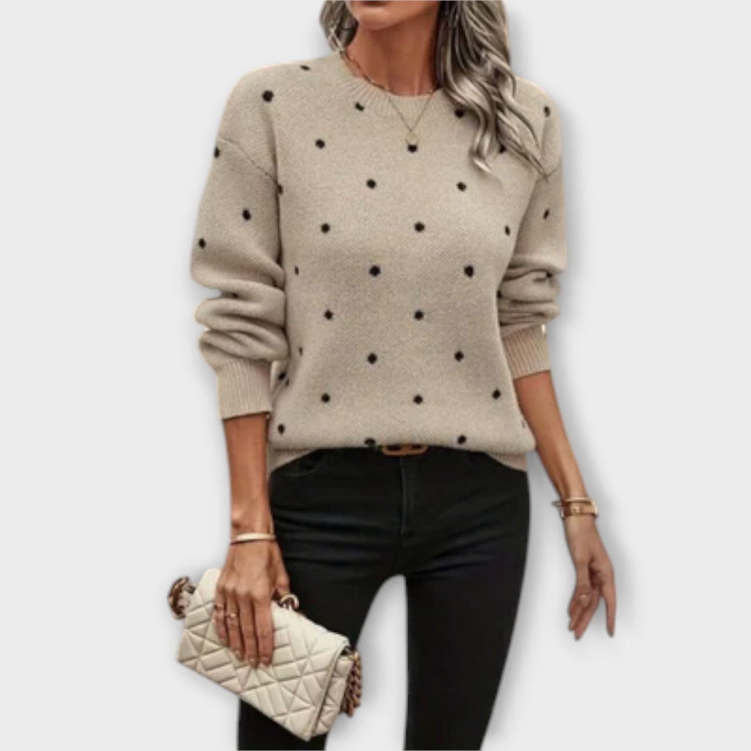 Ava – pull décontracté à manches longues à pois