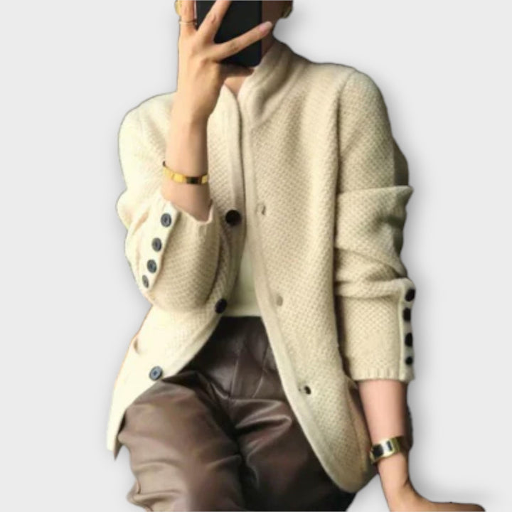Alissa - Cardigan confortable couleur crème