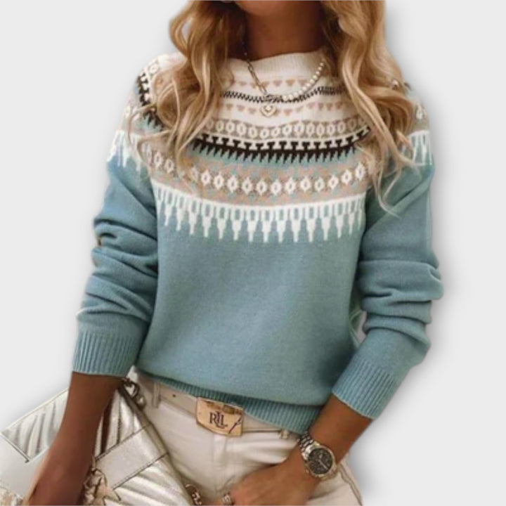 Lena - Pull quotidien gris et douillet avec motif norvégien