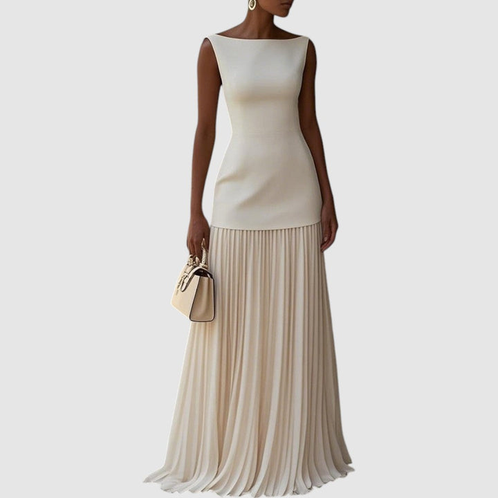 Eliška - Robe maxi sans manches avec un motif plissé Femme