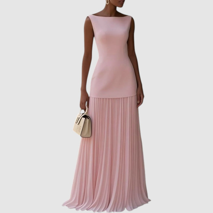 Eliška - Robe maxi sans manches avec un motif plissé Femme