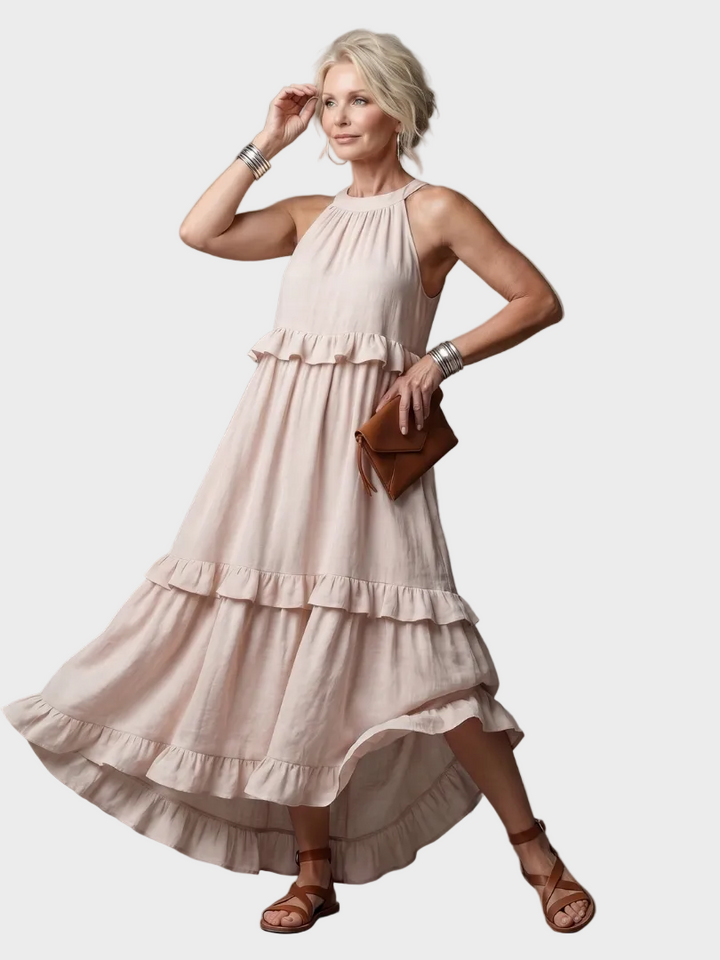 Katia - Robe Maxi avec Halter et Volants Femme