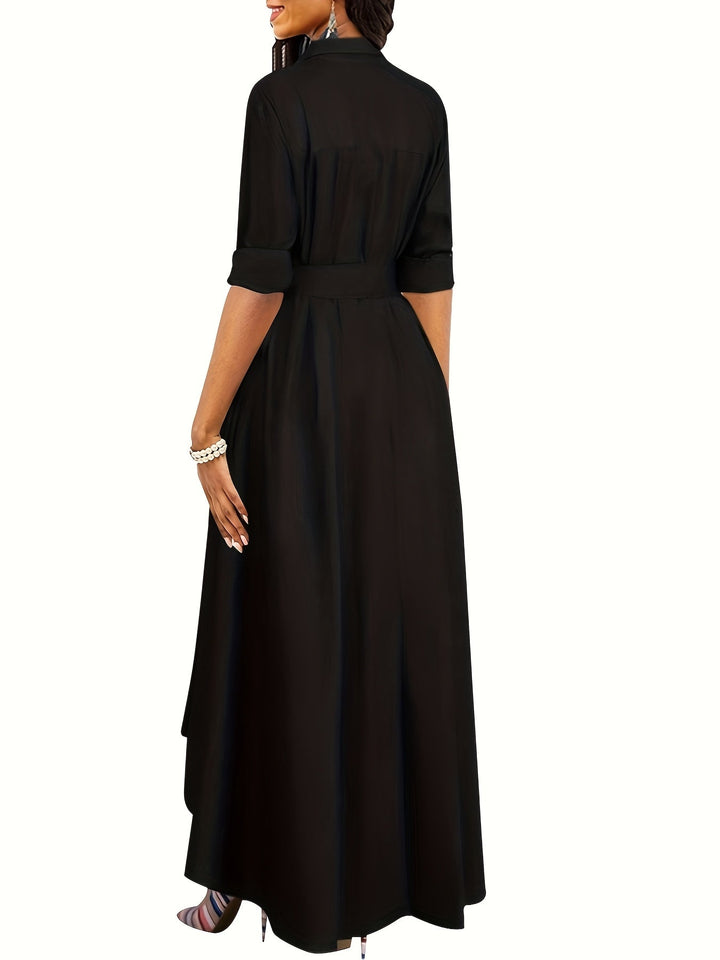 Martine | Robe Maxi Boutonnée Parfaite pour les Fêtes