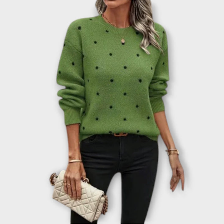 Ava - Pull beige avec motif à pois