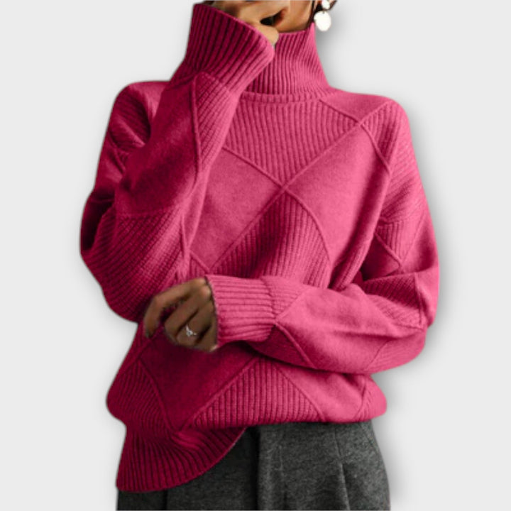 Melanie - Pull col roulé jaune et confortable