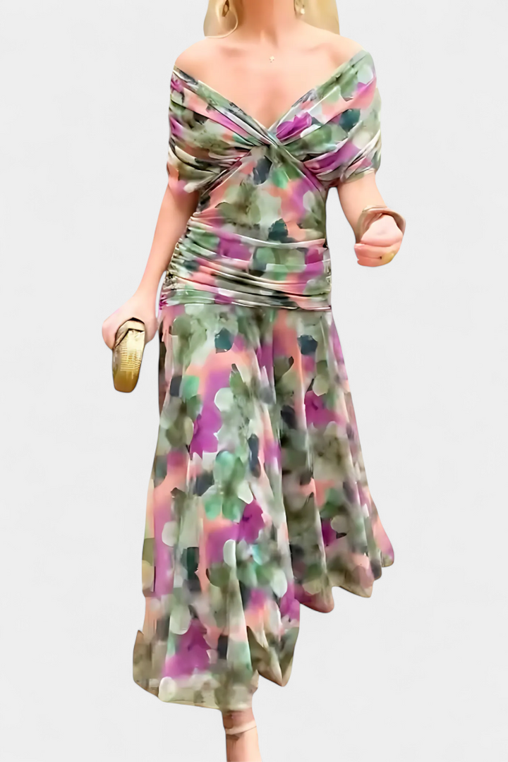 Magda - Robe longue fleurie avec décolleté en V Femme