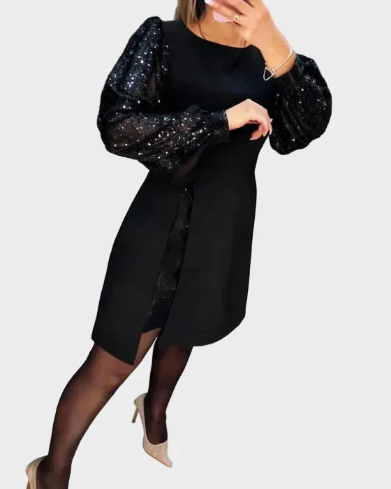 Iwona - Robe élégante avec des manches bouffantes scintillantes Femme
