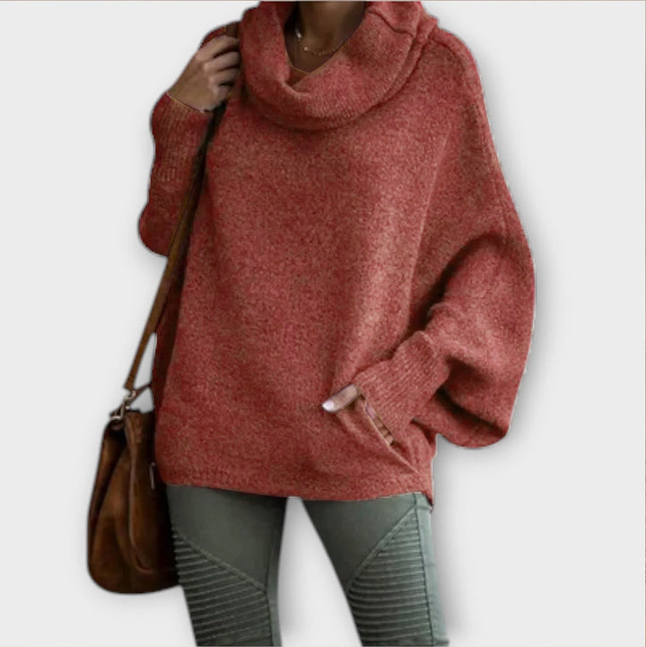 Ulrike - Pull à col roulé beige élégant