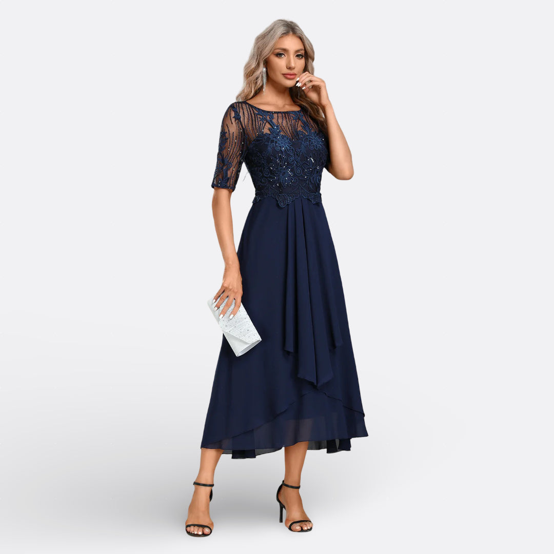 Mariana - Robe en Dentelle à Manches Courtes Femme