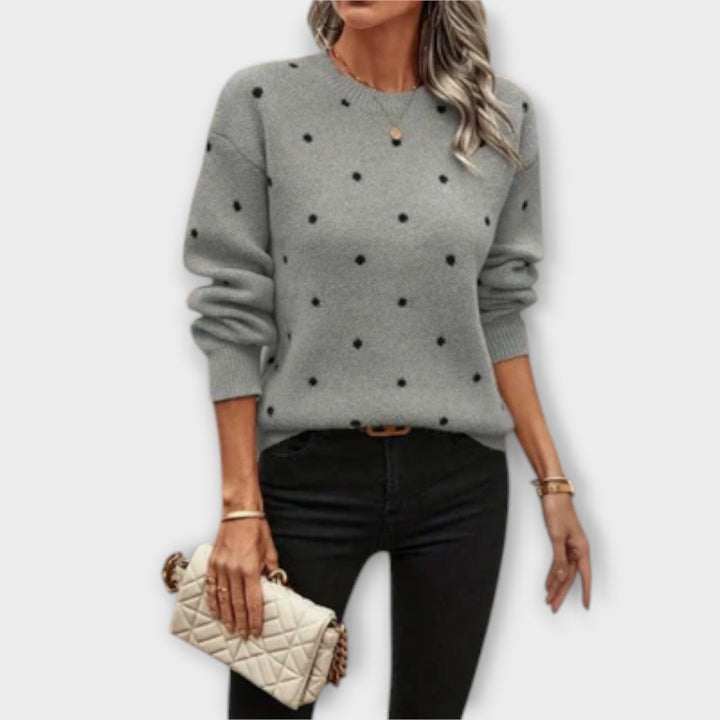 Ava - Pull beige avec motif à pois