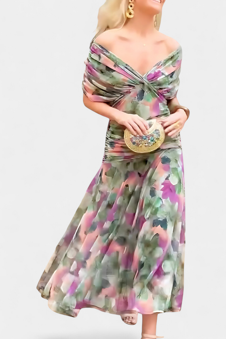 Magda - Robe longue fleurie avec décolleté en V Femme