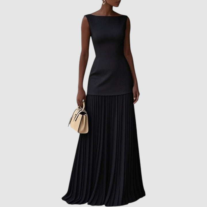 Eliška - Robe maxi sans manches avec un motif plissé Femme