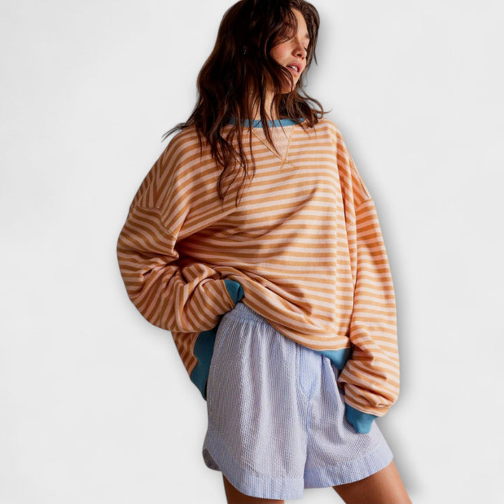 Marlene - Pull oversize rayé bleu et blanc
