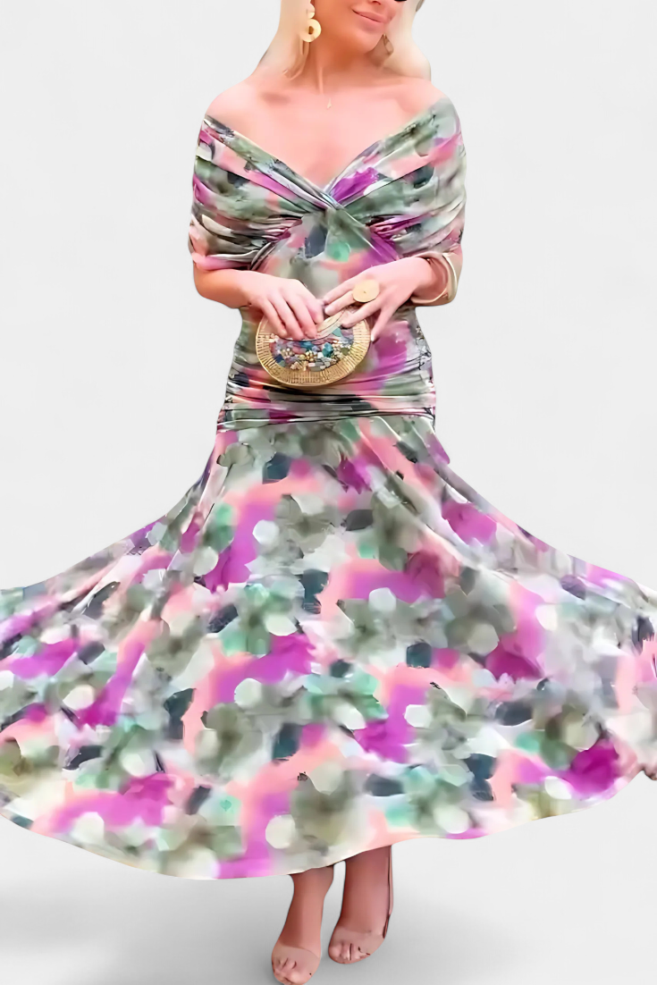 Magda - Robe longue fleurie avec décolleté en V Femme
