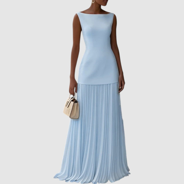 Eliška - Robe maxi sans manches avec un motif plissé Femme