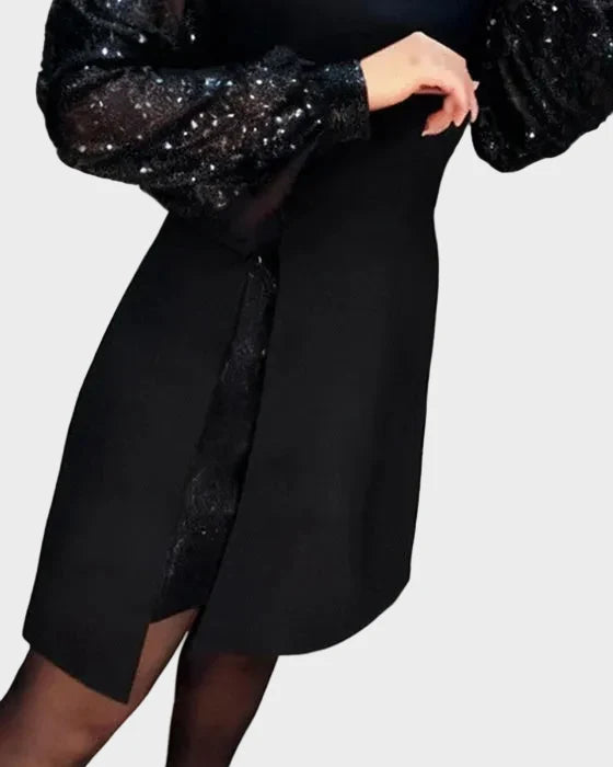 Iwona - Robe élégante avec des manches bouffantes scintillantes Femme
