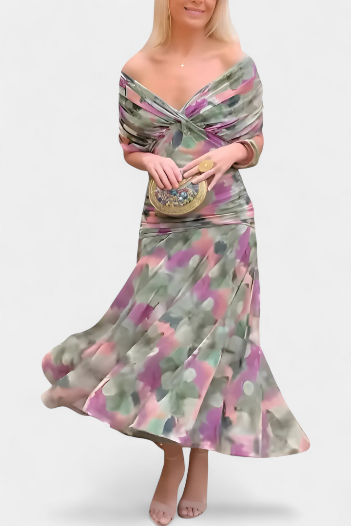 Magda - Robe longue fleurie avec décolleté en V Femme