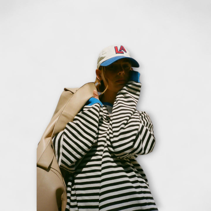Marlene - Pull oversize rayé bleu et blanc