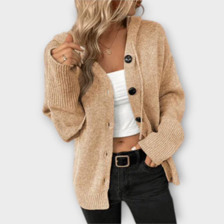 Brittan - Cardigan beige avec boutons