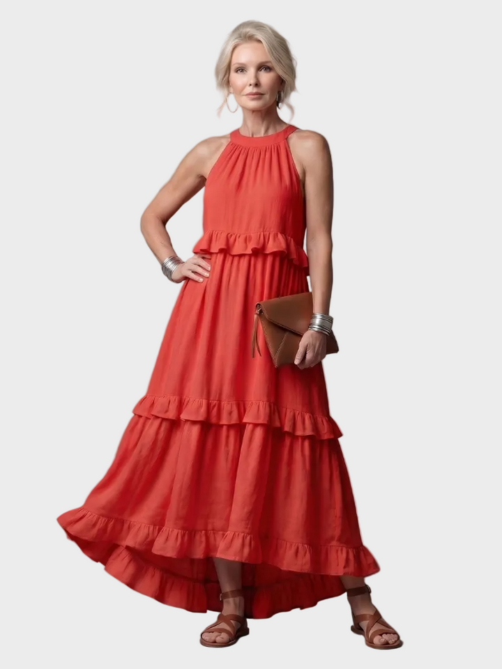 Katia - Robe Maxi avec Halter et Volants Femme