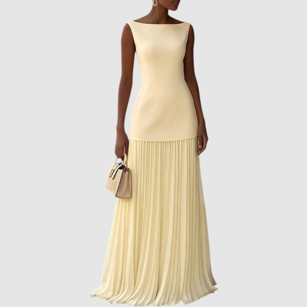 Eliška - Robe maxi sans manches avec un motif plissé Femme