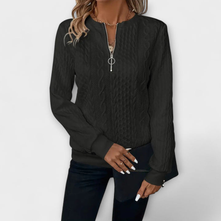 Joy - Pull en tricot élégant blanc avec motif en relief