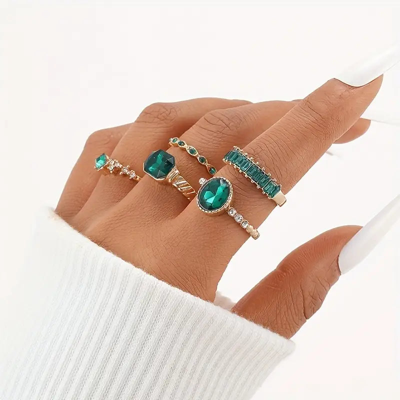 Ensemble de Bagues Émeraude Exquises Zarina | Or