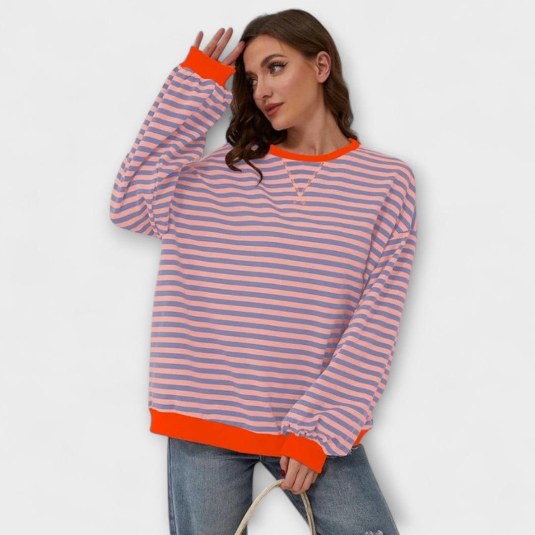 Marlene - Pull oversize rayé bleu et blanc