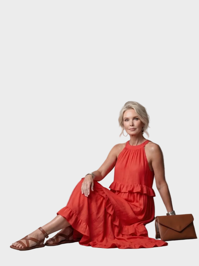 Katia - Robe Maxi avec Halter et Volants Femme