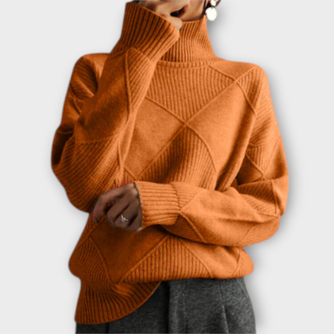 Melanie - Pull col roulé jaune et confortable