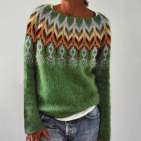 Veronika - Pull douillet couleur pétrole avec motif de sapin