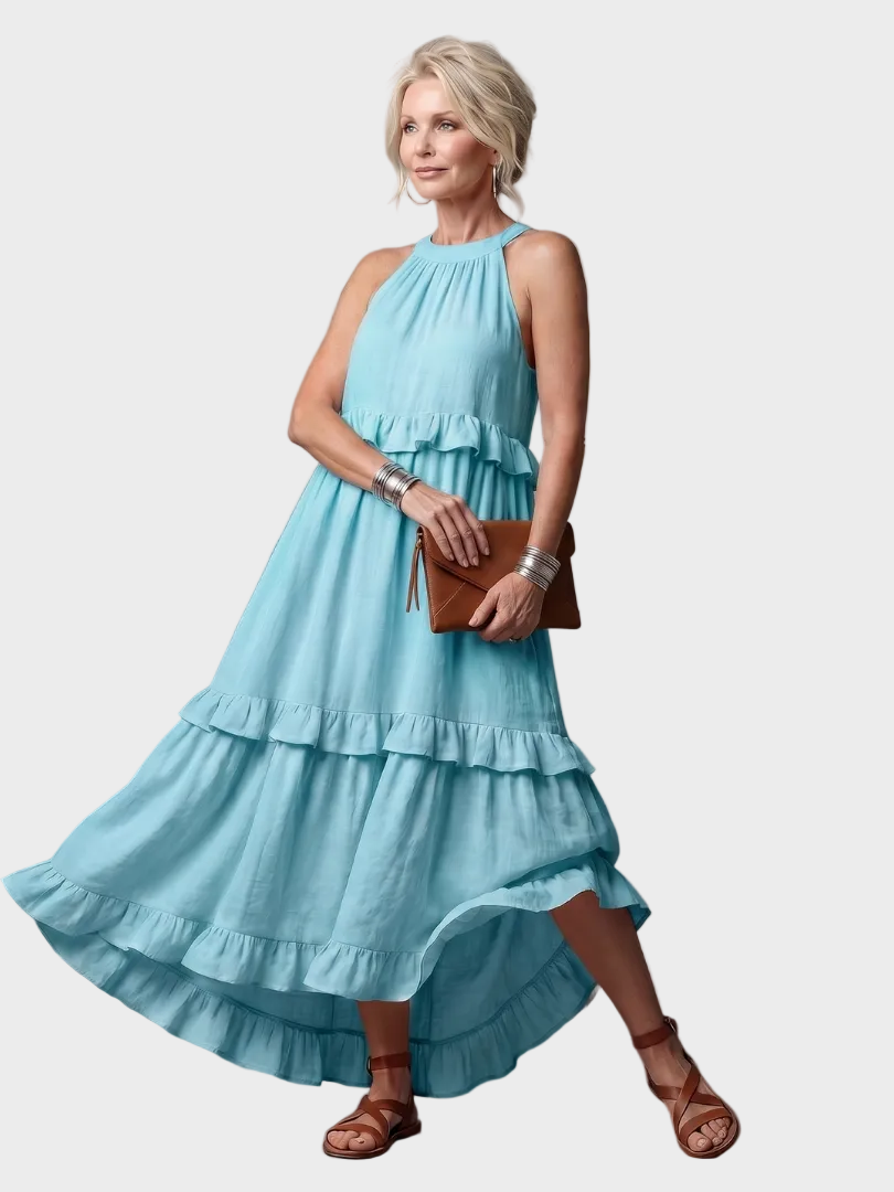 Katia - Robe Maxi avec Halter et Volants Femme