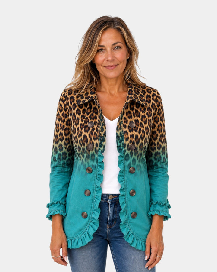 Mercedes | Veste blazer léopard dégradé à volants