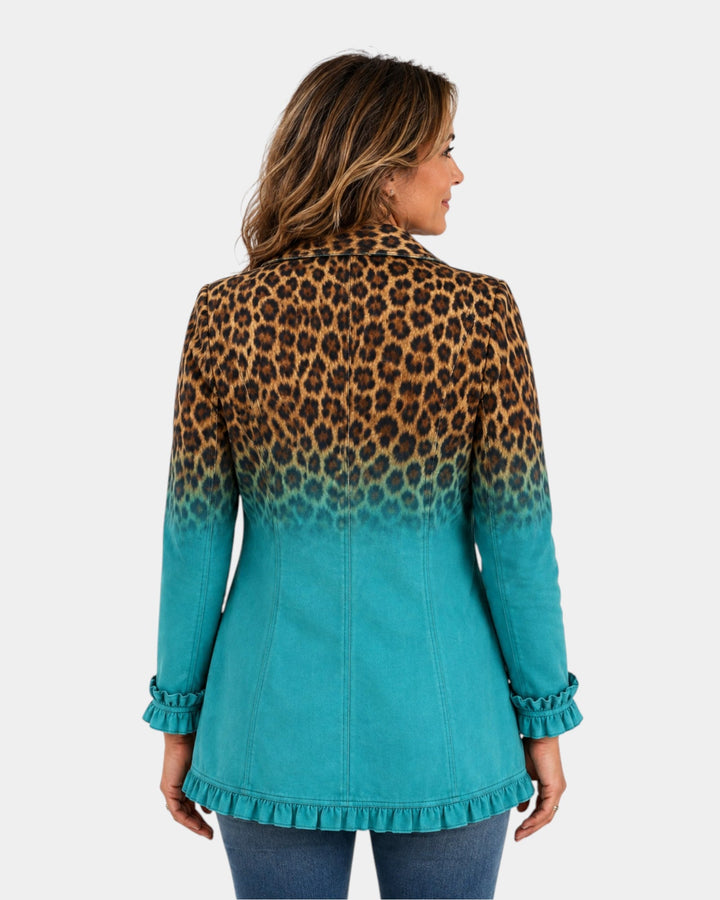 Mercedes | Veste blazer léopard dégradé à volants