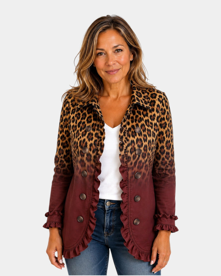 Mercedes | Veste blazer léopard dégradé à volants