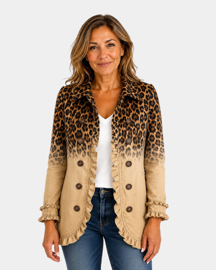 Mercedes | Veste blazer léopard dégradé à volants