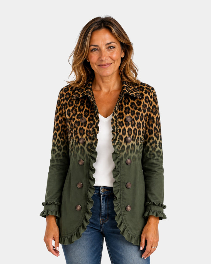 Mercedes | Veste blazer léopard dégradé à volants