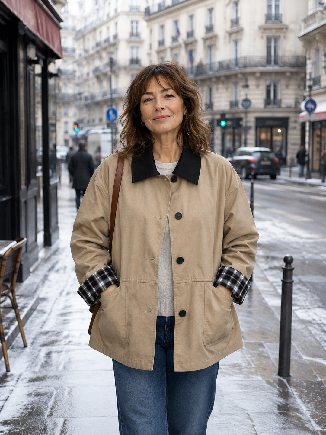 Jasélie | Veste à boutons avec détails contrastants