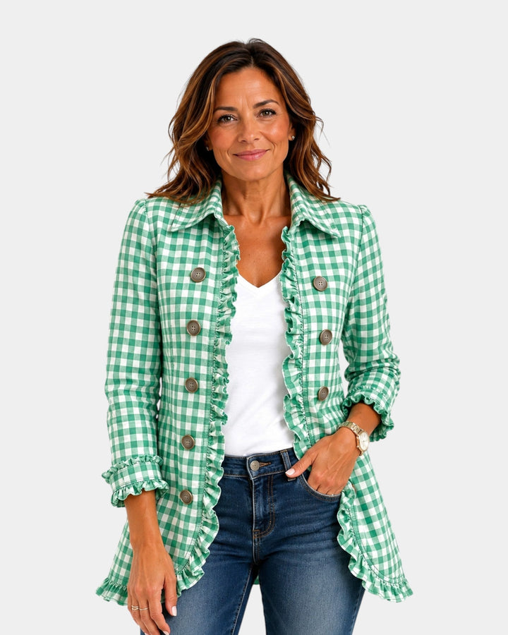 Purificación | Veste à carreaux vichy et volants