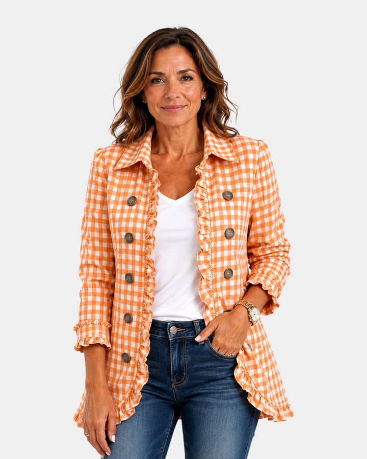 Purificación | Veste à carreaux vichy et volants