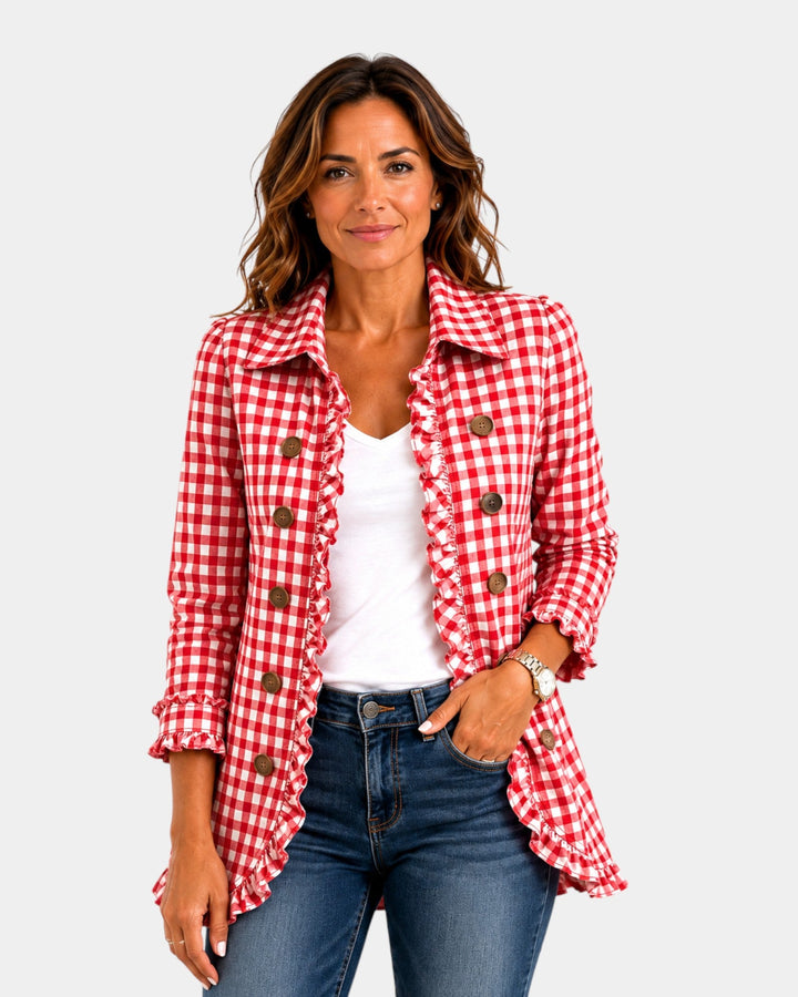 Purificación | Veste à carreaux vichy et volants
