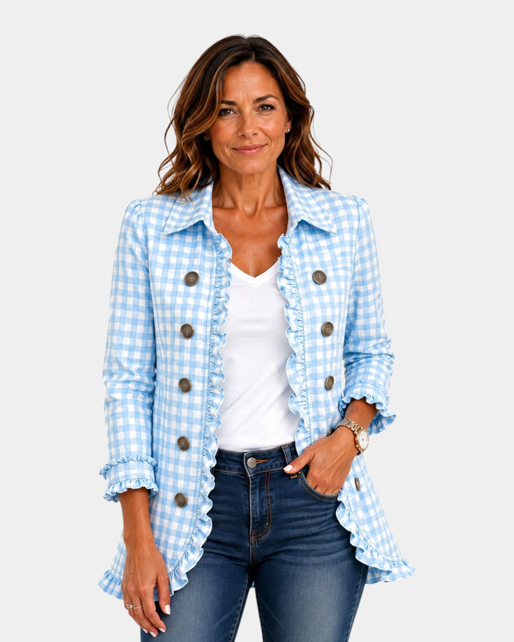 Purificación | Veste à carreaux vichy et volants