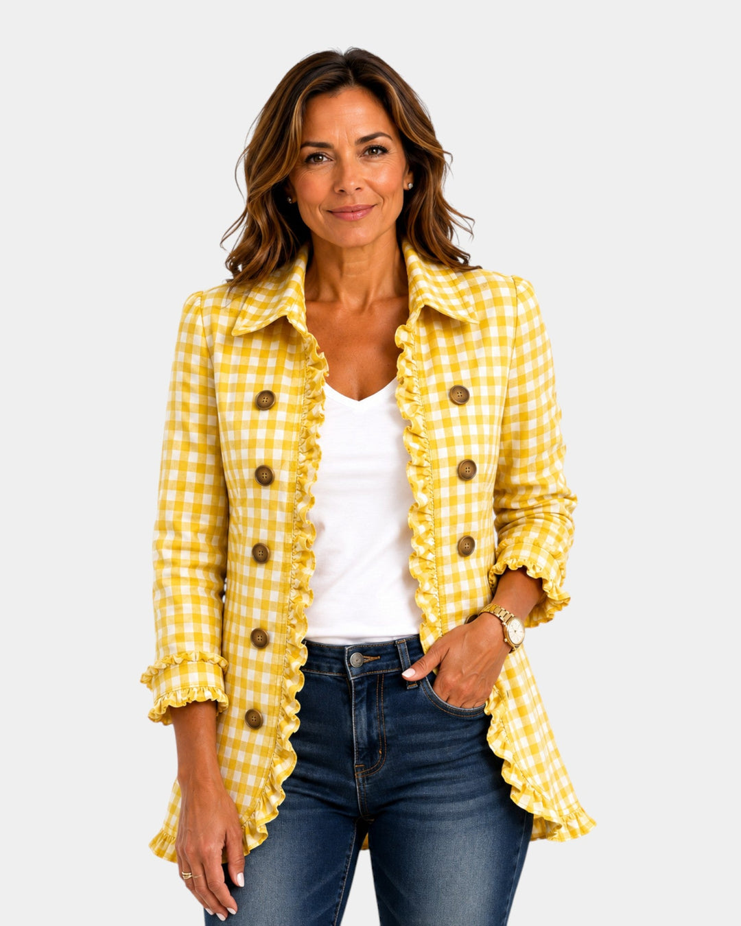 Purificación | Veste à carreaux vichy et volants
