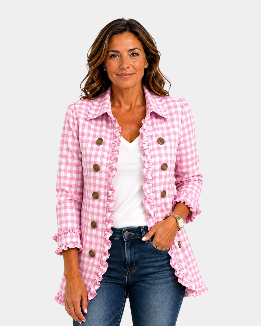 Purificación | Veste à carreaux vichy et volants